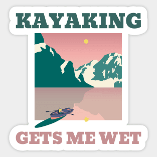 Kayaking Gets Me Wet Square Landscape Sticker